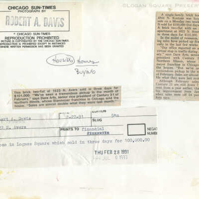 This brick two-flat at 1622 N. Avers sold in three days: Back of photograph