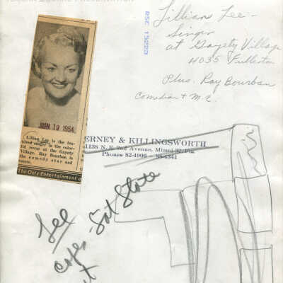 Lillian Lee - Singer at Gayety Village: Back of photograph