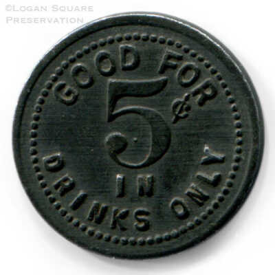 Cave O' The Wind 5¢ token: Reverse of token