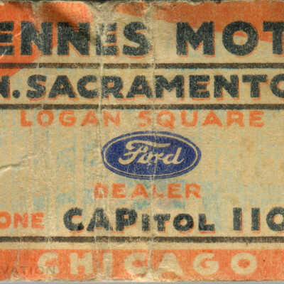 Ray Tennes Motor Co. matchbook