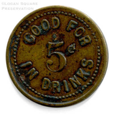 Fischman's Tap Room 5¢ Token: Reverse of token