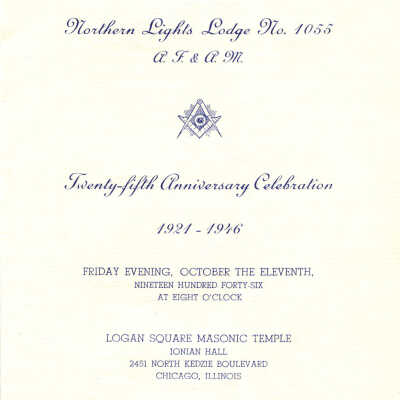Northern Lights Lodge No. 1055 25th Anniversary Celebration program: Title page of program