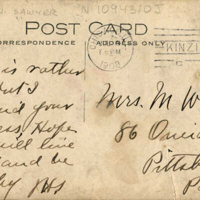 Avondale School, J.H. Stehman, Prin.: Back of postcard