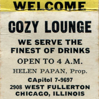 Cozy Lounge matchbook