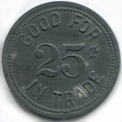 Show Tap 25¢ Token: Reverse of token