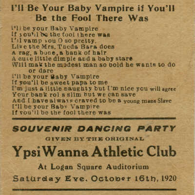 Ypsi Wanna Athletic Club Dancing Party invite card: Back of card
