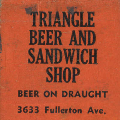 Triangle Beer and Sandwich Shop matchbook