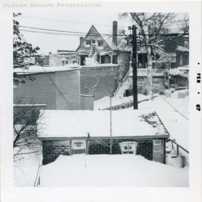 Snowy backyards in aftermath of blizzard