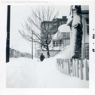 Diversey Ave sidewalk looking west after blizzard