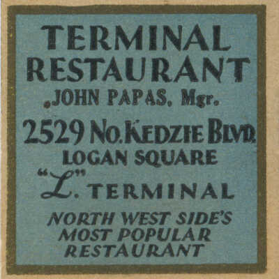 Terminal Restaurant matchbook