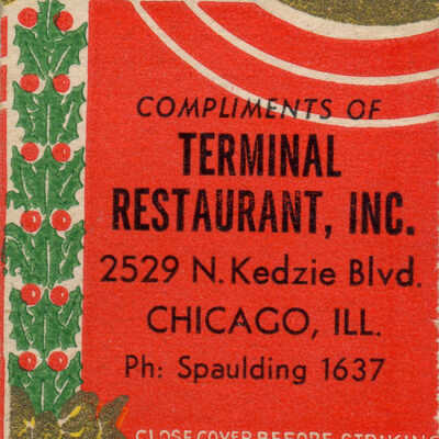 Terminal Restaurant holiday matchbook