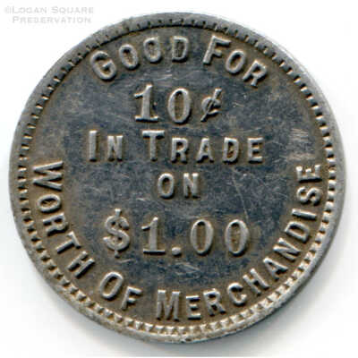 Nelson's Men's Shop Token - Good for 10¢ in Trade on $1.00: Reverse