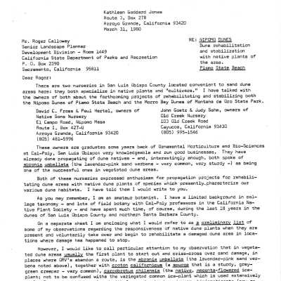 1980. Letter to Roger Calloway, Senior L - March 31
