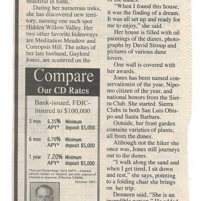"KGJ: Legend protects dunes" clipping of continuation of an article, undated