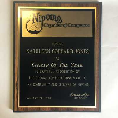 Nipomo Chamber of Commerce Citizen of the Year 1990 (plaque)