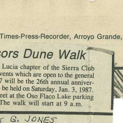 "Sierra Club Sponsors Dune Walk" - Five Cities Times-Press-Recorder article - December 26 - 1986