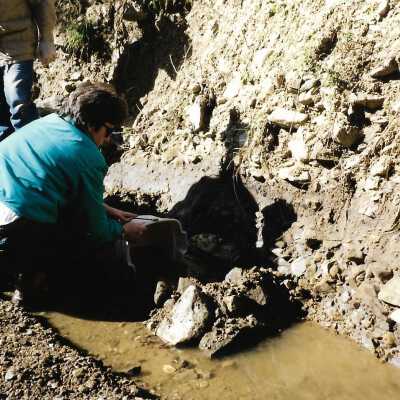 Pecho Coast Trail, Fossil hunting, The Nature Conservancy, 2/1/1993 - 3.5" x 5" color photograph