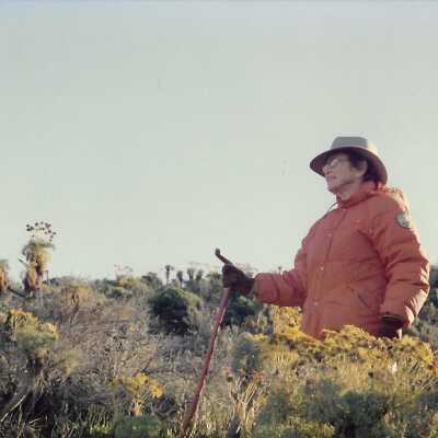 Kathleen Goddard Jones in the Dunes, photo taken by Liz Scott-Graham, 1987 - 3.5" x 5" color photograph