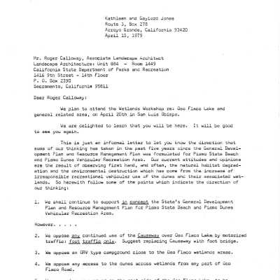 1979. Letter from Kathleen and Gaylord J - April 15