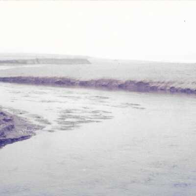 Hikers in Dunes, Note on folder: "removed from display in storage in August 2016" - Undated 4" x 11.5" color photograph