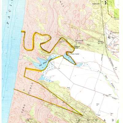 California coastline map titled "Figure 1" with Oso Flaco area of the dunes highlighted