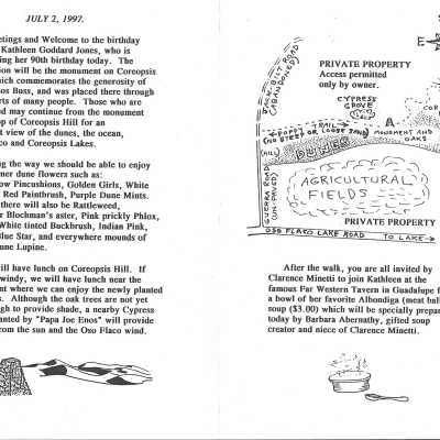 July 2 - 1997 - Program for Kathleen Goddard Jone's 90th Birthday Walk