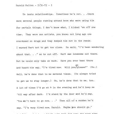Harold Guiton interview transcript, regarding Bert