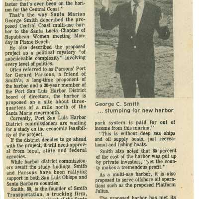 "S. County harbor sales pitch heard" - San Luis Obispo County Telegram-Tribune article - March 31 - 1987