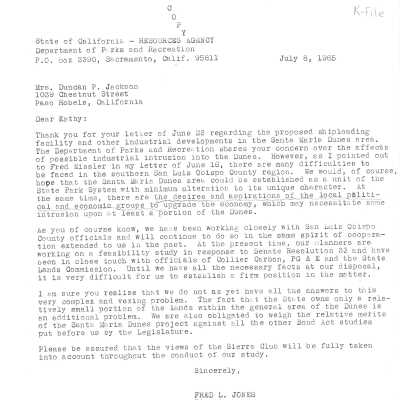 1965. Letter to Kathleen Jackson from Fred - July 8
