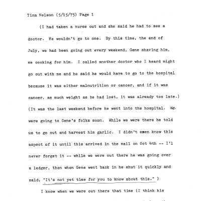 Tina Nelson interview transcript, regarding Bert Schievink, 1975