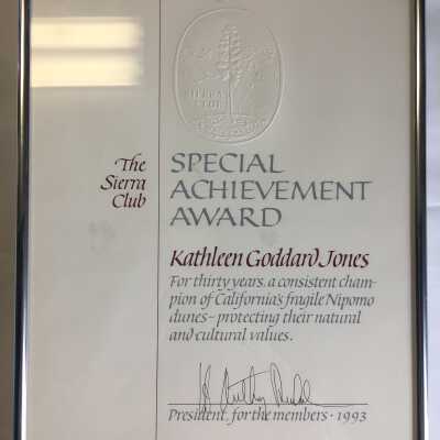 The Sierra Club Special Achievemnt Award 1993 (framed)