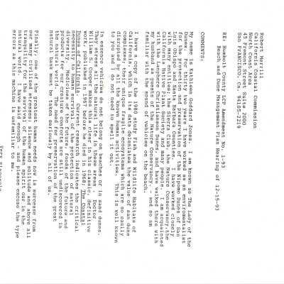 1994. Letter to Robert Merill, Califor - December 9