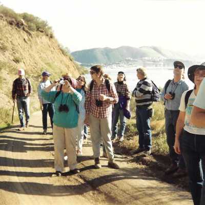 Pecho Coast Trail above Port San Luis Pier, The Nature Conservancy hike, in photo album from Joyce Hall - Undated 3.5" x 5" color photograph