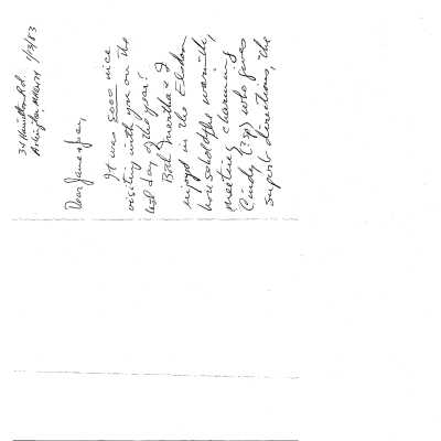 Letter to Jean Elsdon with information about Bert