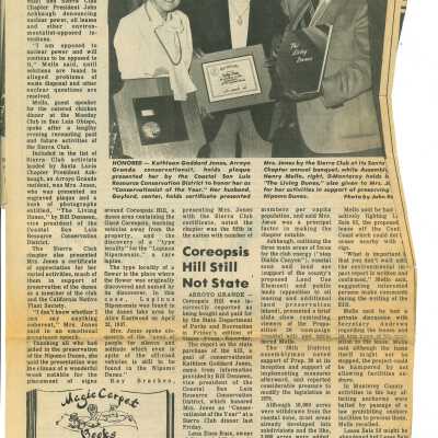 "Arroyo Conservationist Honored: Diablo, Oil Lease Roasted" - Five Cities Times-Press-Recorder article - March 26 - 1980