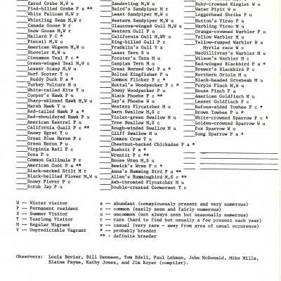 List of birds observed at Oso Flaco Lake by Louis