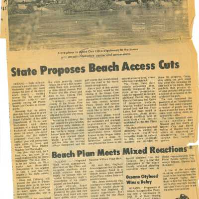 "State Proposes Beach Access Cuts" - Five Cities Times-Press-Recorder article - August 16 - 1974