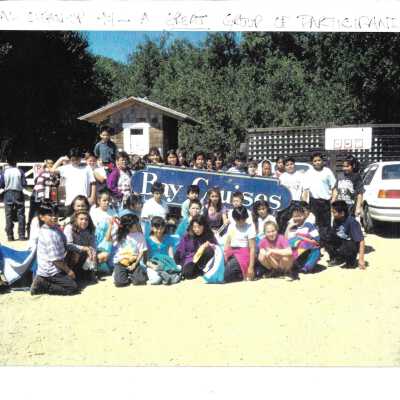 Coastal Cleanup at Oso Flaco, Group of volunteer children from local schools, 1994 - 8.5" x 11" color photograph