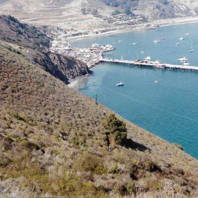 Port San Luis Pier from Pecho Coast Trail, The Nature Conservancy hike, in photo album from Joyce Hall - Undated 3.5" x 5" color photograph