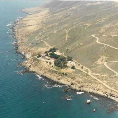 Aerial photo of Port San Luis and Avila Coastline, in photo album from Joyce Hall - Undated 3.5" x 5" color photograph