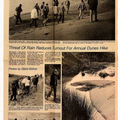 "Threat of Rain Reduces Turnout for Annual Dunes Hike" Wednesday, January 11, 1989 Five Cities Times-Press-Recorder, Arroyo Grande, CA