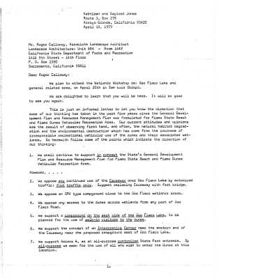1979. Letter to Mr.Roger Calloway, Assoc - April 15