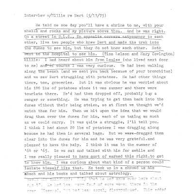 Interview with Millie re: Bert - 1975