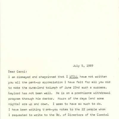 letter from Kathleen Goddard-Jones t - July 5 - 1989