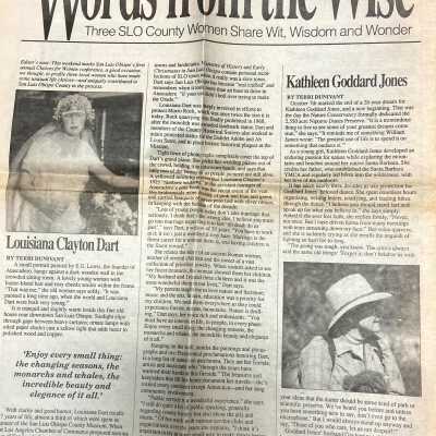 "Words from the Wise: Three SLO County Women Share Wit, Wisdom, and Wonder" - New Times article - October 19 - October 26 - 1989