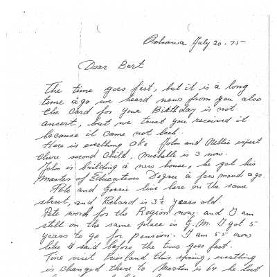 2023.01.55 - Letter to Bert Schievink from Angus Crites. - July 20 - 1975