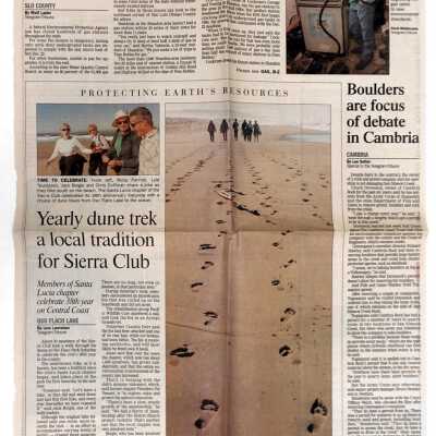 "Yearly dune trek a local tradition for Sierra Club", Artcile by Lore Lawrence, Monday, January 4, SLOCounty, San Luis Obsipo County Telegram-Tribune - 1999