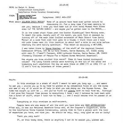 1986. Memorandum from Kathleen Goddard - October 19