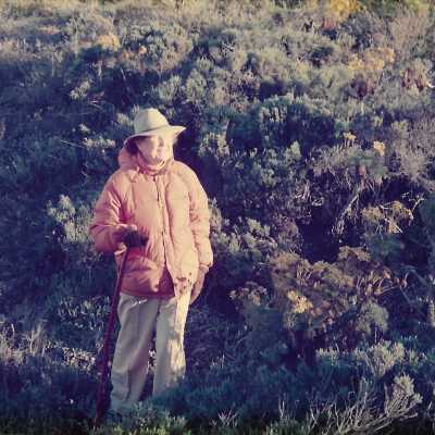 Kathleen Goddard Jones in the Dunes, photo taken by Liz Scott-Graham, 1987 - 3.5" x 5" color photograph