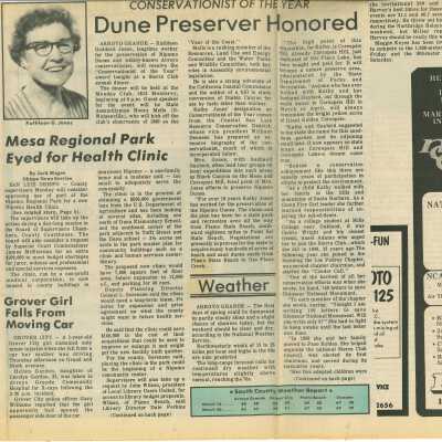 "Conservationist of the Year: Dunes Preserver Honored" - Five Cities Times-Press-Recorder article - March 21 - 1980